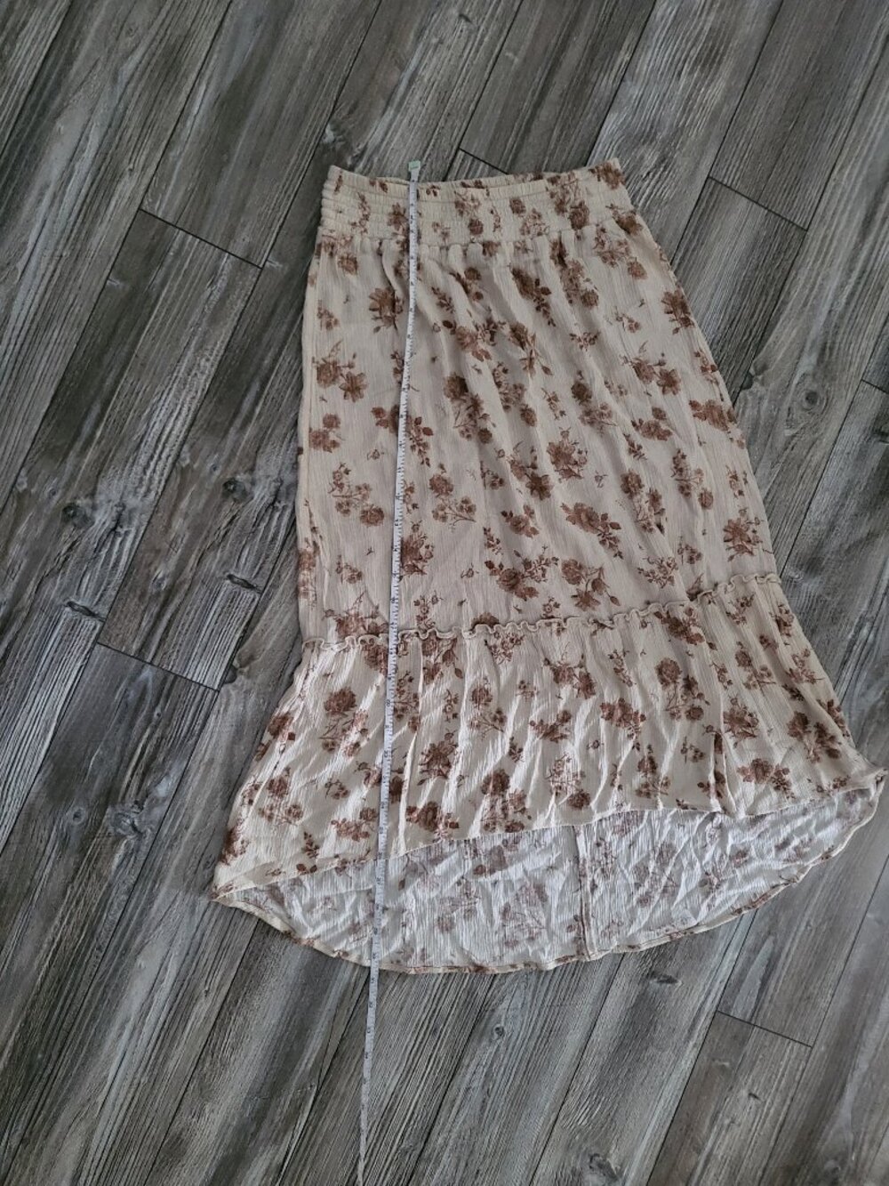Wild Skye Cream Floral High-Low Tiered Maxi Skirt XS - Picture 4 of 8